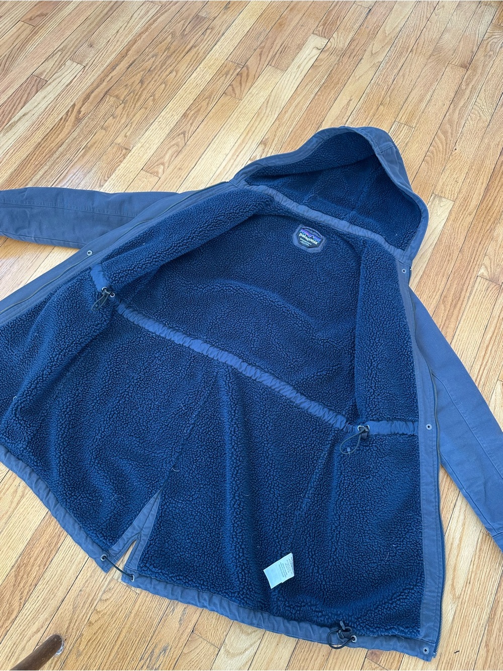Patagonia Navy Sherpa-Lined Hooded Jacket